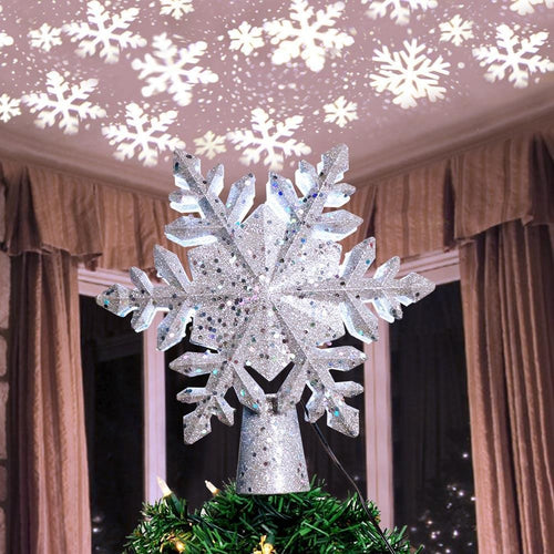 Skanto | LED Snøflake Juletreetopp | Magisk Lys og Roterende Effekt | PVC