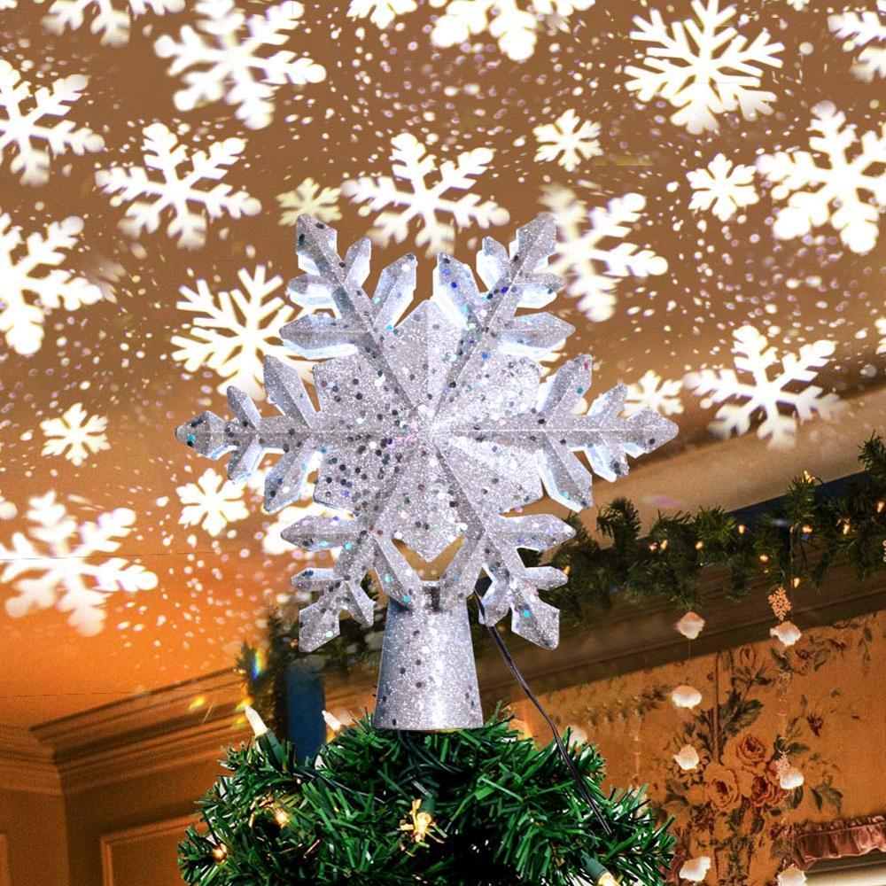 Skanto | LED Snøflake Juletreetopp | Magisk Lys og Roterende Effekt | PVC