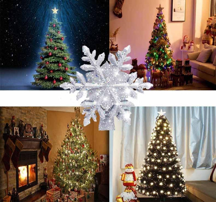 Skanto | LED Snøflake Juletreetopp | Magisk Lys og Roterende Effekt | PVC