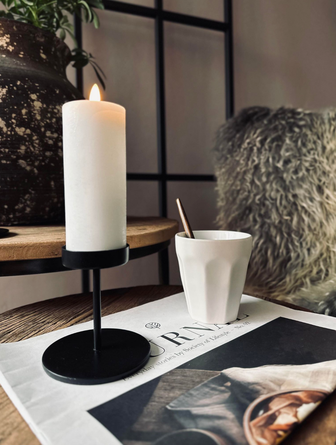 Skanto | Lysestaker Minimalistisk Metall Pedestal Sett