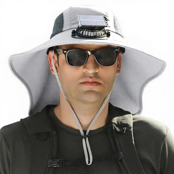 Solar Fan Hat med Bred Skjerm UV Beskyttelse | Skanto