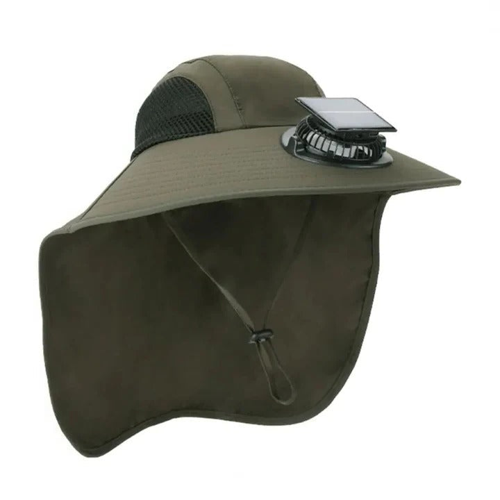 Solar Fan Hat med Bred Skjerm UV Beskyttelse | Skanto