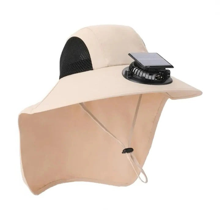 Solar Fan Hat med Bred Skjerm UV Beskyttelse | Skanto