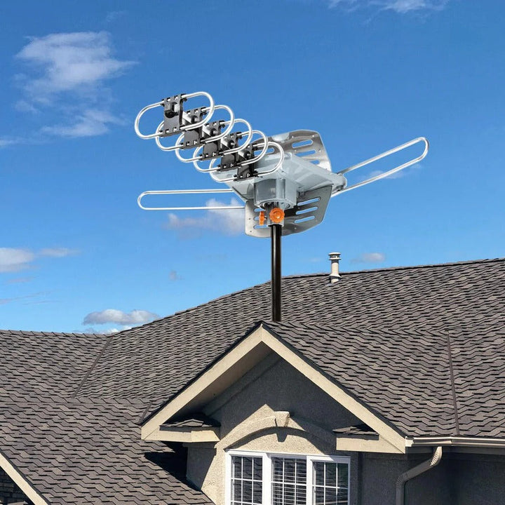 Skanto | Long Range Digital HD TV Antenne med Full 360 Retningsbestemt Motor og Monteringsstang