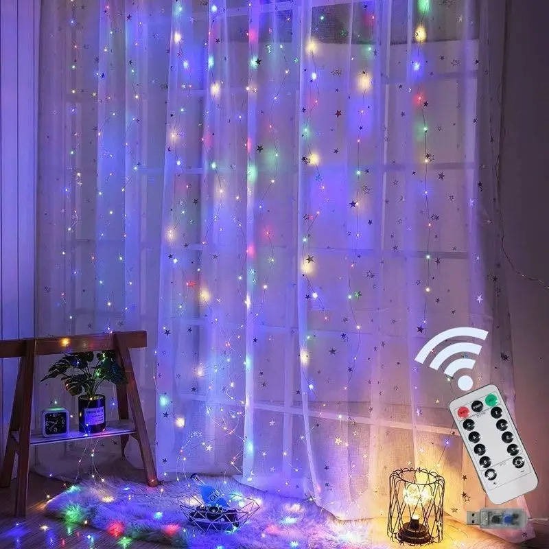 Skanto | Gardin LED Lys med Fjernkontroll, USB Drevet