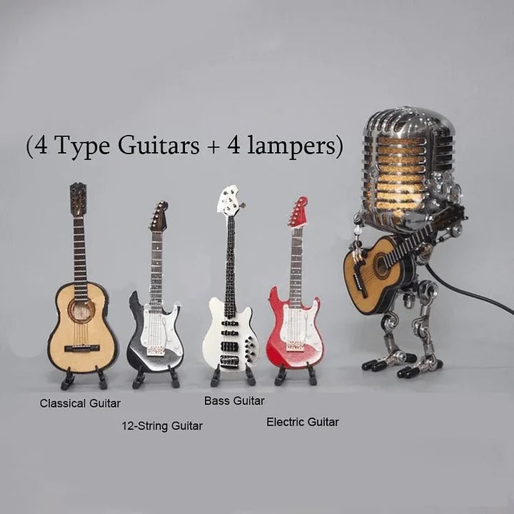 Skanto | Industriell stil robotlampe med gitar og vintage mikrofon design