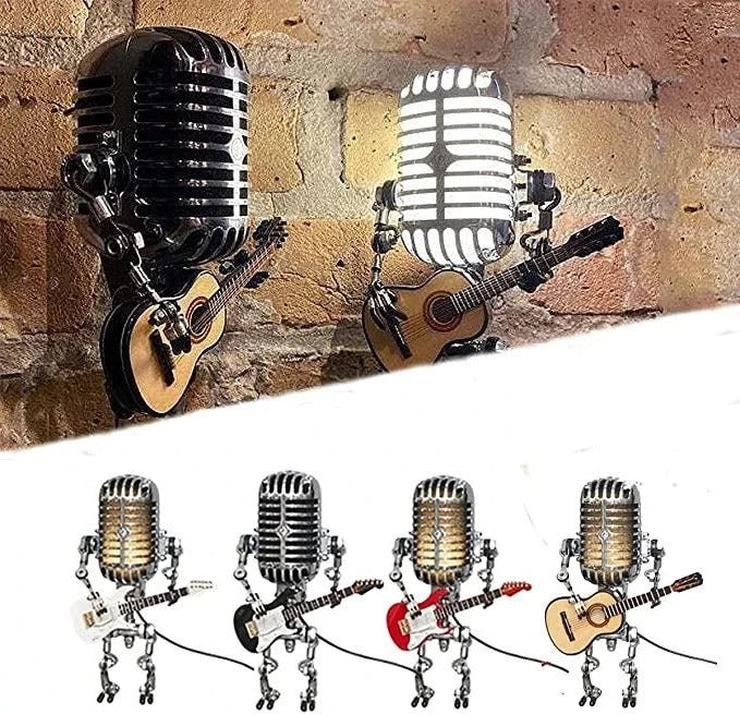 Skanto | Industriell stil robotlampe med gitar og vintage mikrofon design