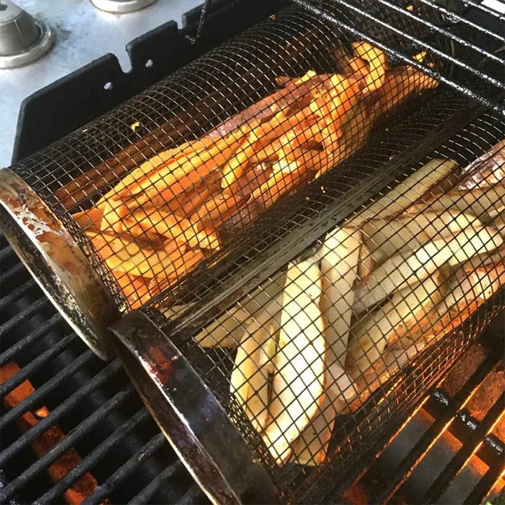 Skanto | Holdbar BBQ Grillkorg med roterende design for utendørs grilling