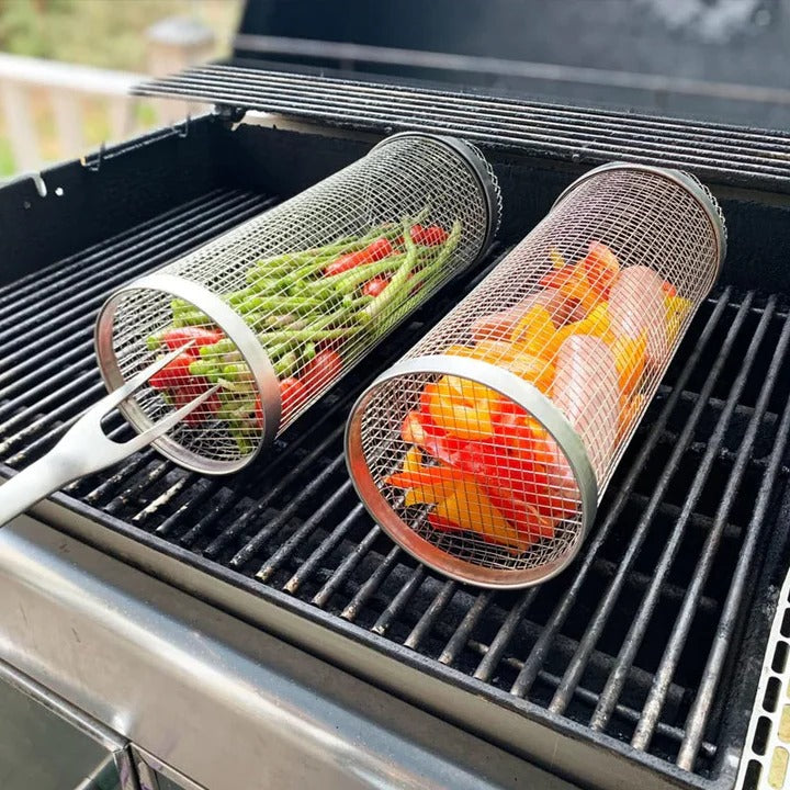 Skanto | Holdbar BBQ Grillkorg med roterende design for utendørs grilling