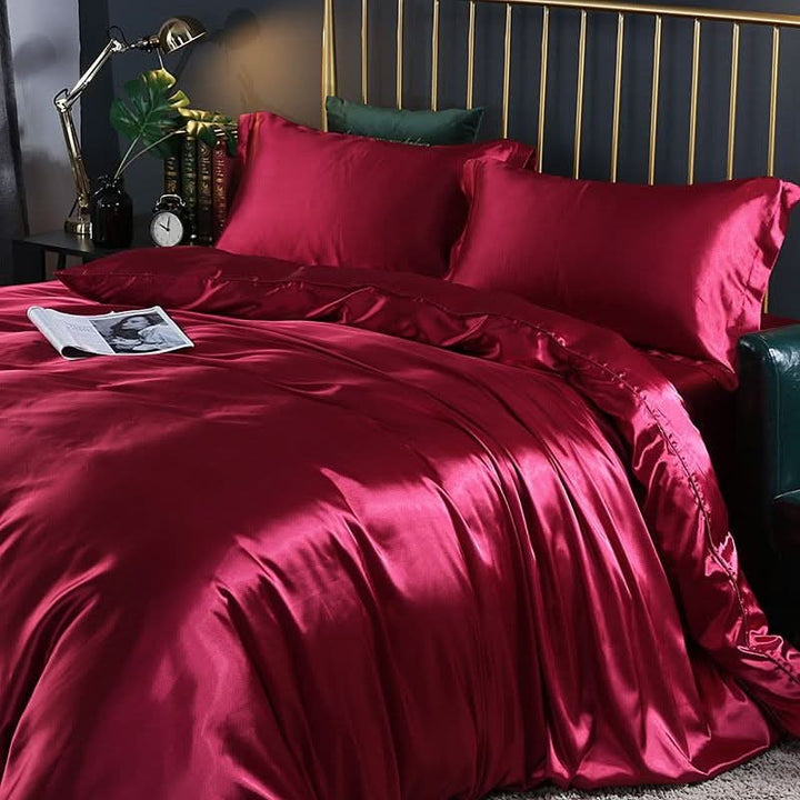 Skanto | Silk Satin 4-Delt Sengetøysett med Dynecover
