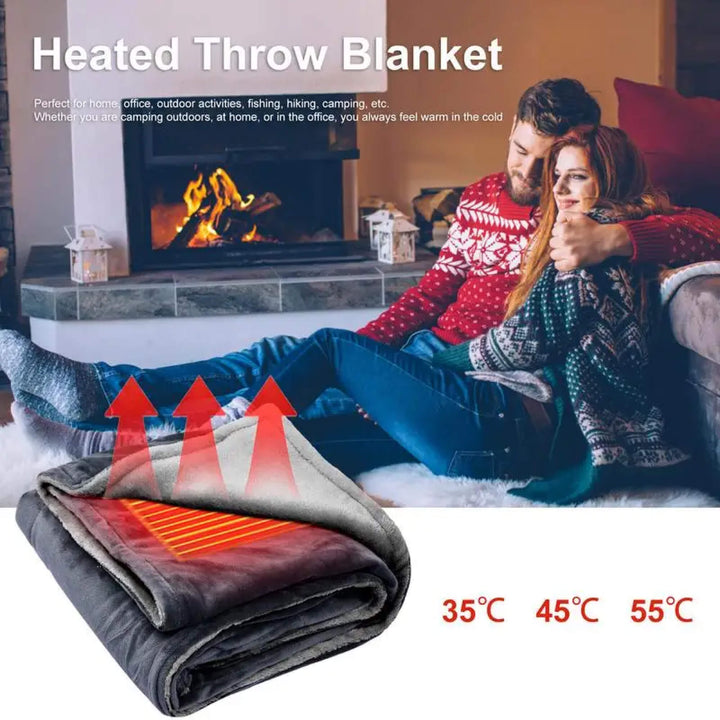 Skanto | Elektrisk oppvarmet kastet over- og underteppe poncho med fleece