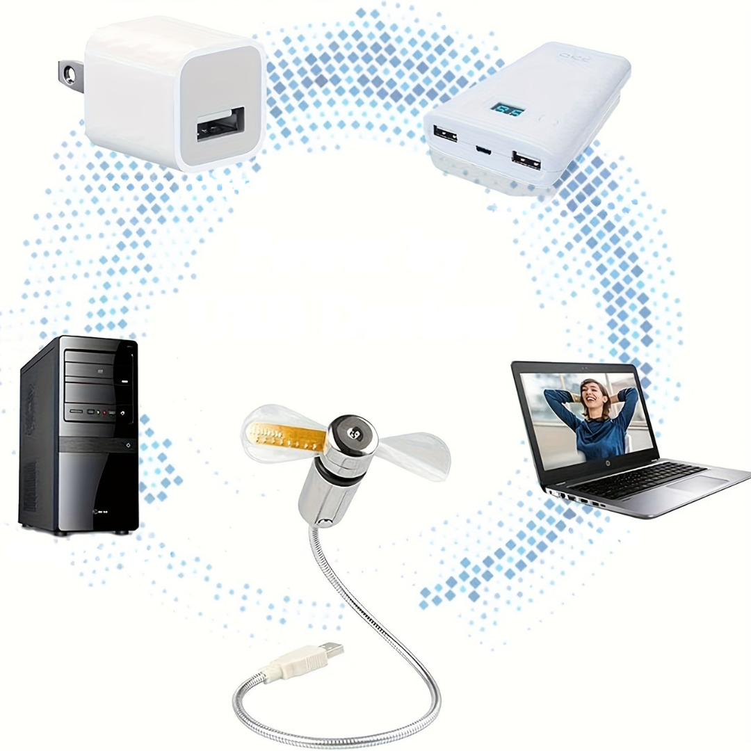 USB skrivebordsvifte med LED klokkevisning | Skanto