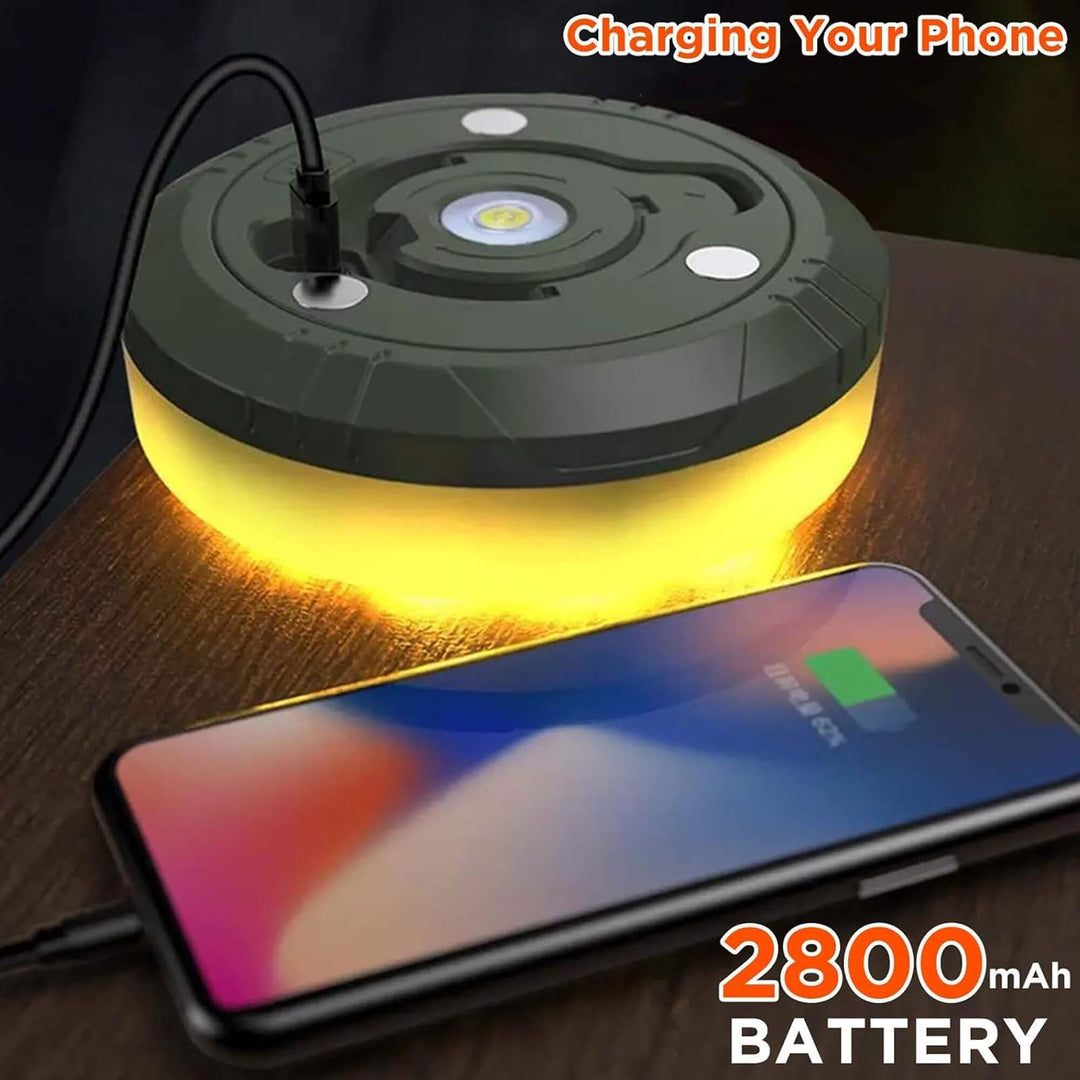 Skanto | 4 i 1 Camp Light – Bærbar campinglanterne, lyskilder med 8 lysmoduser, oppladbart power bank for utendørs eventyr