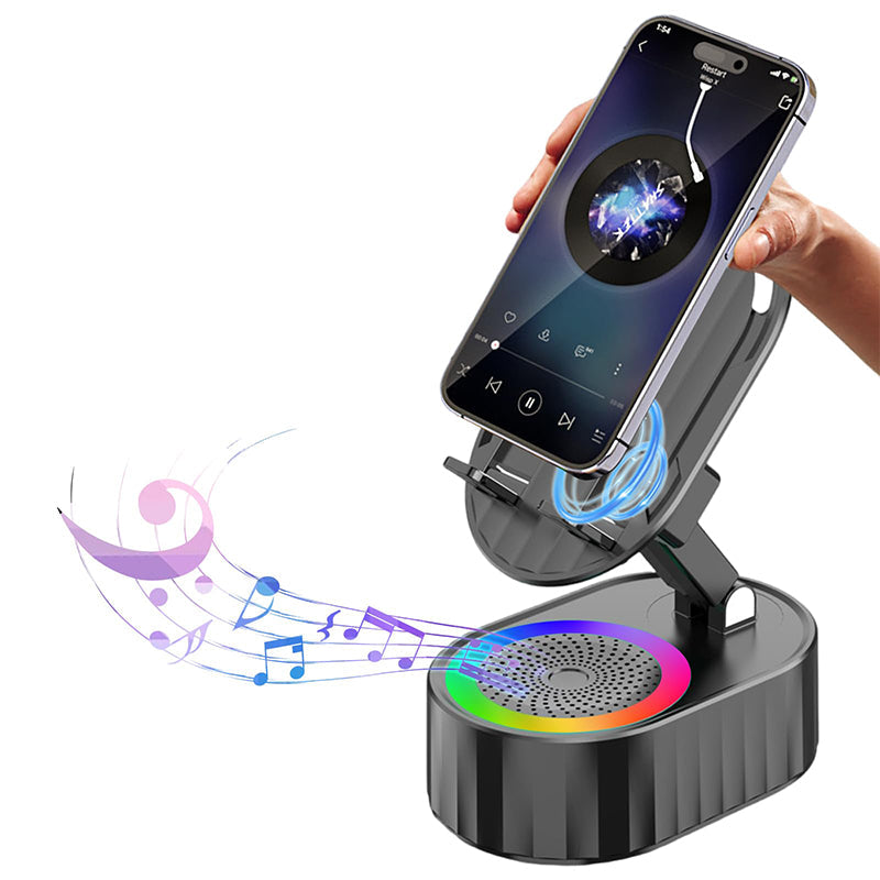 Skanto | 360° Justerbar Telefonsupport med Innebygd Bluetooth Høyttaler