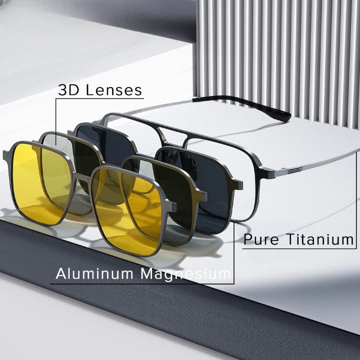 Skanto | Ren titanium magnetiske clip-on briller