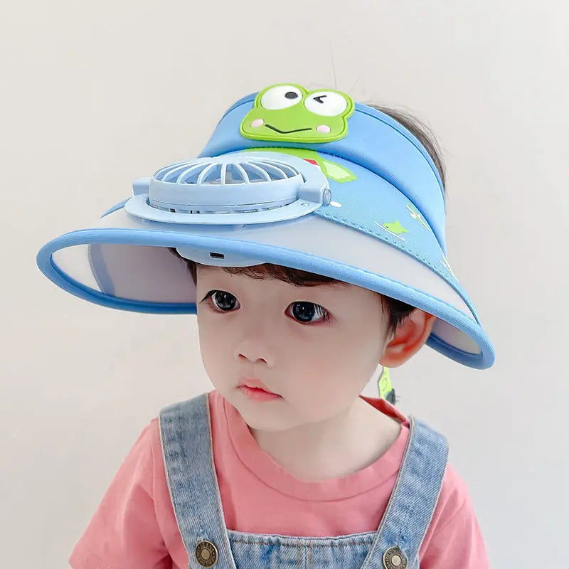Skanto | Barnehatt med Vifte – Justerbar Sommerhatt med Froskdesign