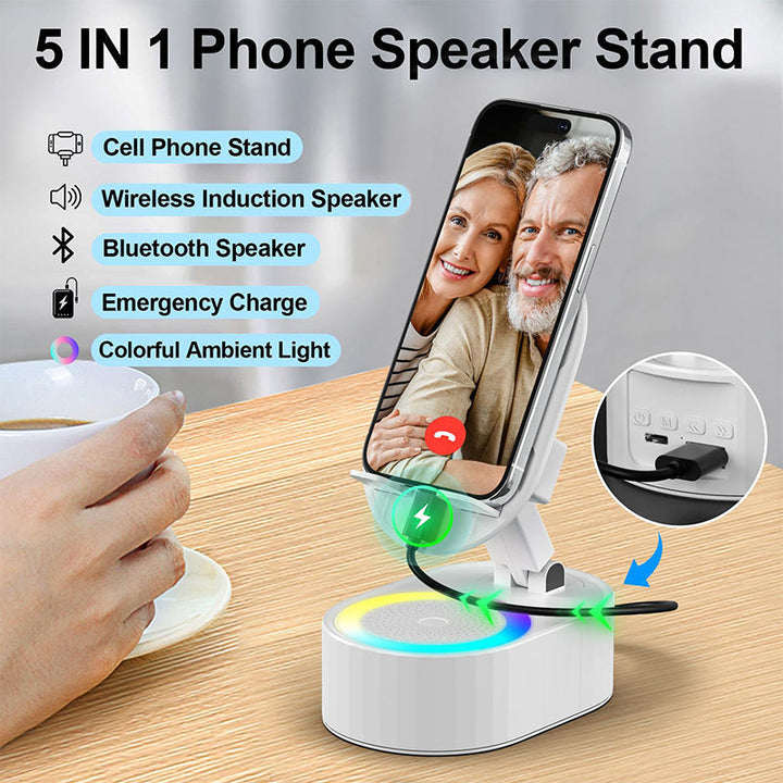 Skanto | 360° Justerbar Telefonsupport med Innebygd Bluetooth Høyttaler