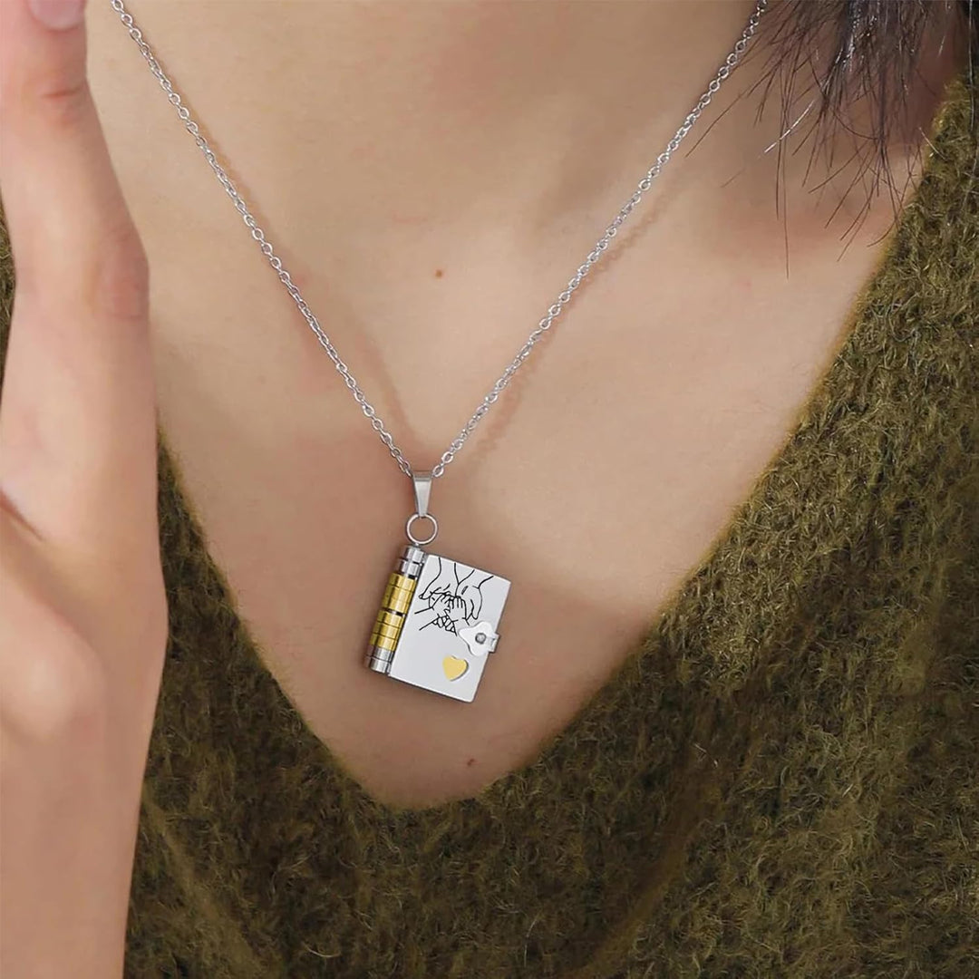 Erinnerungsbuch-Anhänger-Halskette – Symbolischer Schmuck mit liebevoller Botschaft