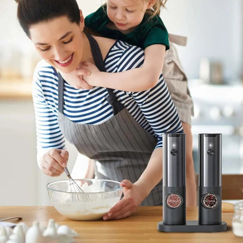 Skanto | Elegant Electric Salt- og Pepperkvern med Oppladbart Batteri