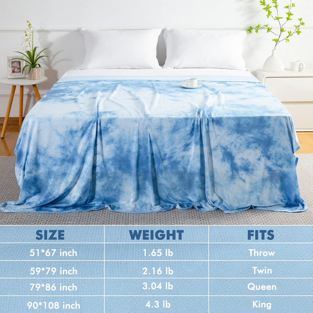 Tie Dye Kjøleteppe – Q-Max 0.5+ Dobbeltlag Dobbelsidig Kald Berøring Teppe for Komfortable Sommernetter – Blå | Skanto