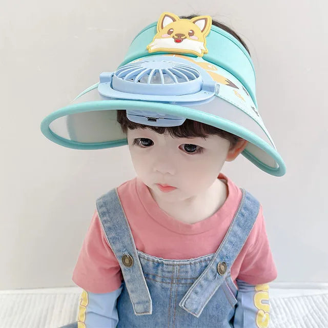 Skanto | Barnehatt med Vifte – Justerbar Sommerhatt med Froskdesign