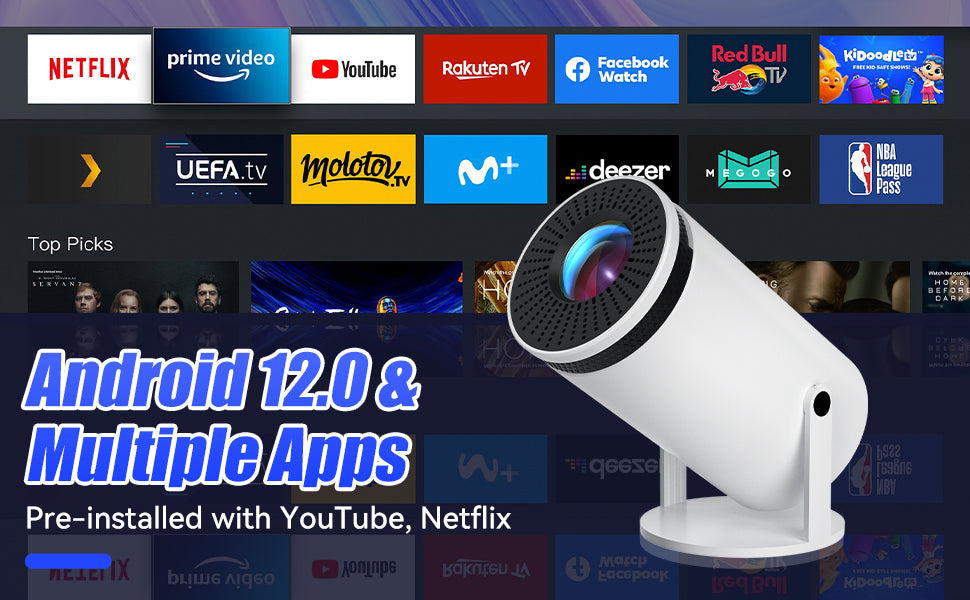 VisionCast 130X – Bærbar Mini Projektor med Android 12 og 130 Tommer Prosjektering | Skanto