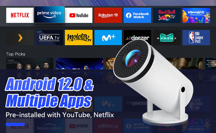 VisionCast 130X – Bærbar Mini Projektor med Android 12 og 130 Tommer Prosjektering | Skanto