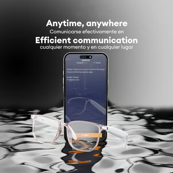 Skanto | Smarte Oversettelsesbriller | AI Sanntids Taletranslator | Bluetooth 5.4 med Åpen Øre Høyttalere
