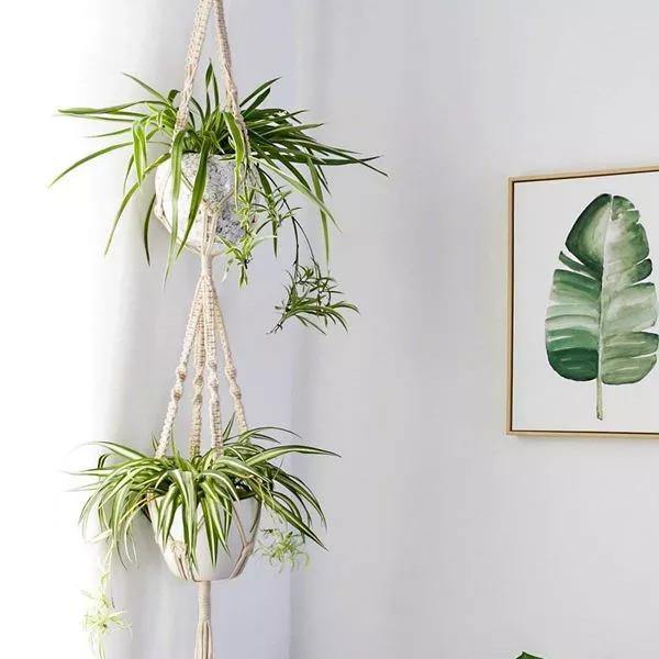 Skanto | 4-delt håndlaget Boho makramee planteholder sett