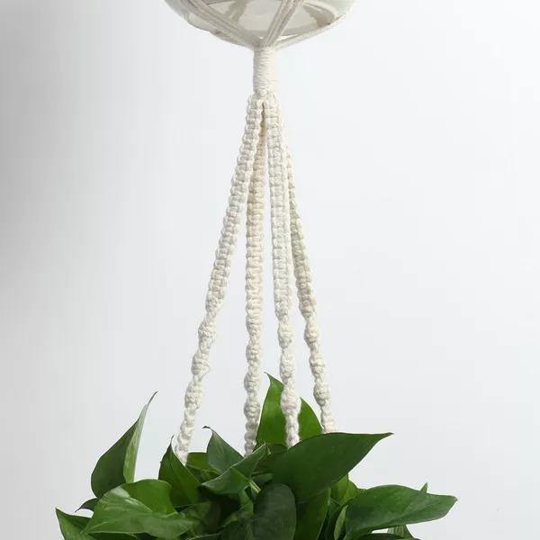 Skanto | 4-delt håndlaget Boho makramee planteholder sett