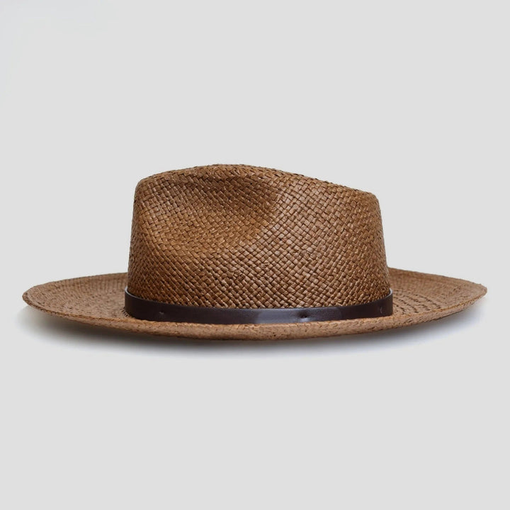 Moderne Minimalistisk Strå Fedora Hatt – Kaffe | Skanto