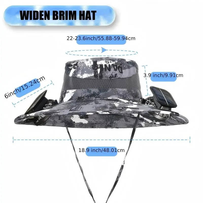 Utendørs bredbremmet solhatt med 2 solfans, UV-beskyttelse for menn og kvinner, avkjølende hatt for camping og fotturer | Skanto