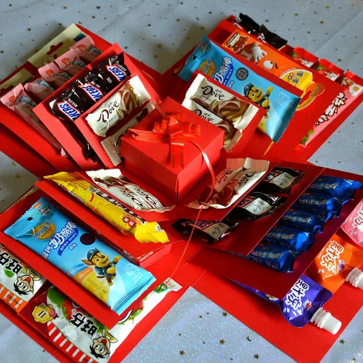 Luxuriöse Überraschungs-Geschenkbox mit Süßigkeiten und Schokolade – Originalelles Geschenk