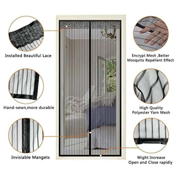 Skanto | InsectGuard Magnetisk Mesh Dør | Tungvindt, Rivesterk & Håndfri Tilgang for Sommerluftstrøm