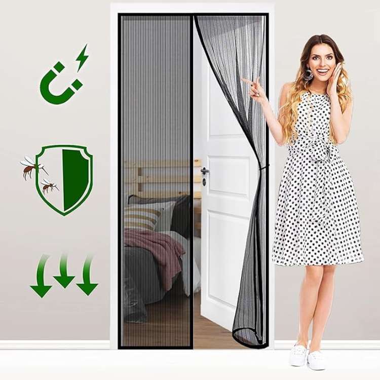 Skanto | InsectGuard Magnetisk Mesh Dør | Tungvindt, Rivesterk & Håndfri Tilgang for Sommerluftstrøm