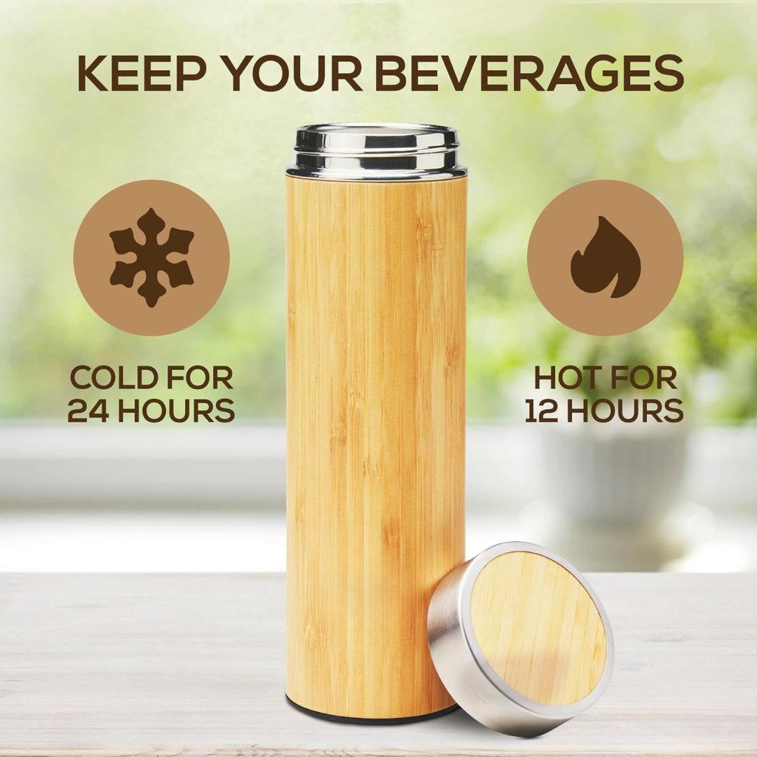 Skanto | Isolert Premium Bambus Løsblade Te Infuser Flaske - 500ml