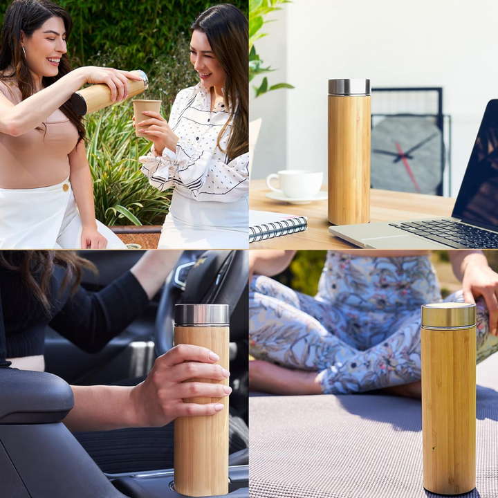 Skanto | Isolert Premium Bambus Løsblade Te Infuser Flaske - 500ml