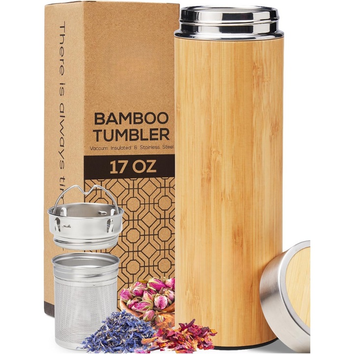 Skanto | Isolert Premium Bambus Løsblade Te Infuser Flaske - 500ml