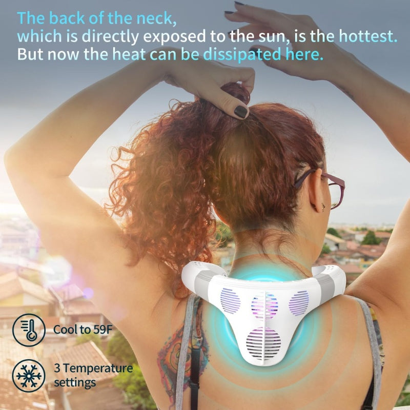 Dual-Cooling Neck Fan med 5200mAh Batteri & Kjøleplate | Skanto