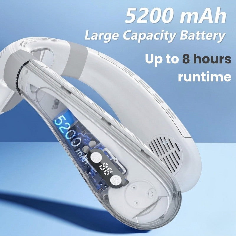 Dual-Cooling Neck Fan med 5200mAh Batteri & Kjøleplate | Skanto