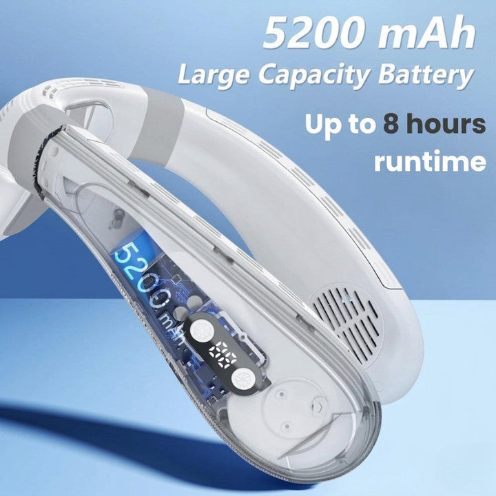 Dual-Cooling Neck Fan med 5200mAh Batteri & Kjøleplate | Skanto