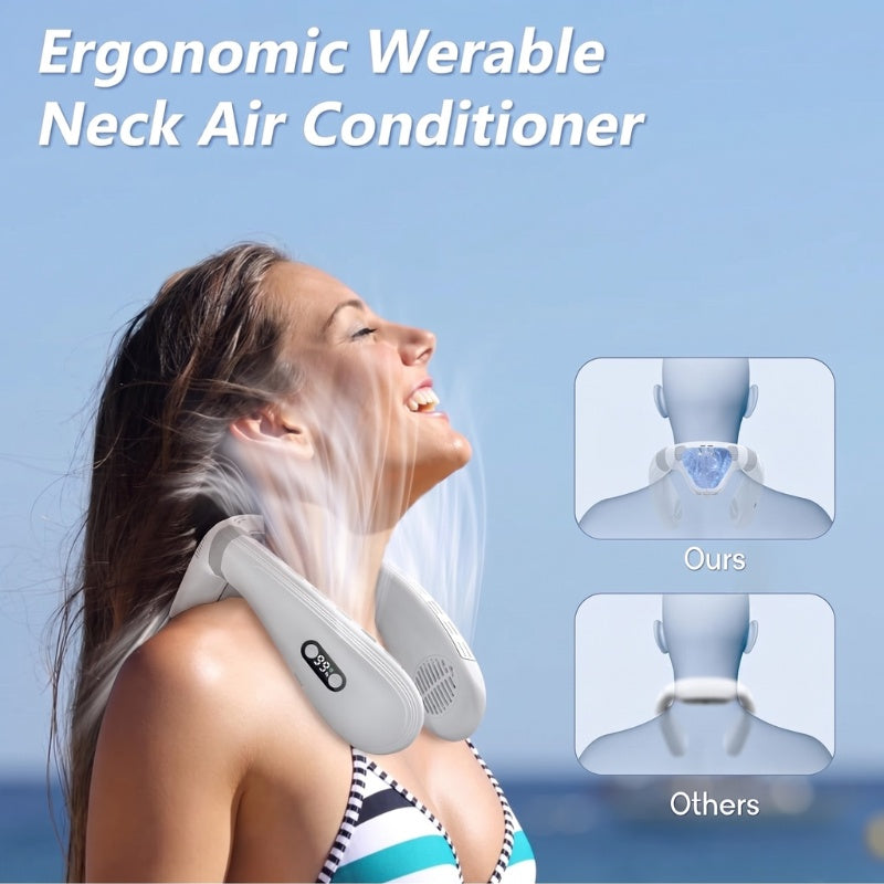Dual-Cooling Neck Fan med 5200mAh Batteri & Kjøleplate | Skanto