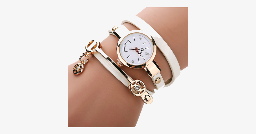 Skanto | Gull Charm Wrap Klokke - Multicolor vegansk lær klokke for stilige mennesker