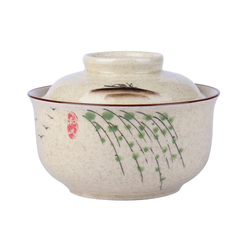 Japansk stil ramenbolle med lokk keramisk nuddelbolle servise | Skanto