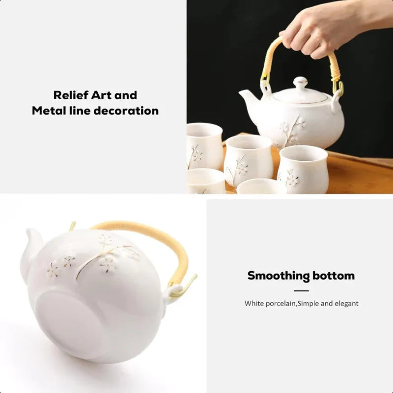 Japansk tekanne hvit porselen kinesisk tekanne med rustfritt stål infuser | Skanto