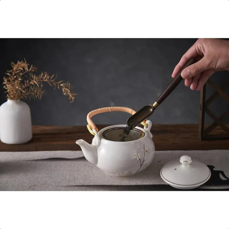Japansk tekanne hvit porselen kinesisk tekanne med rustfritt stål infuser | Skanto
