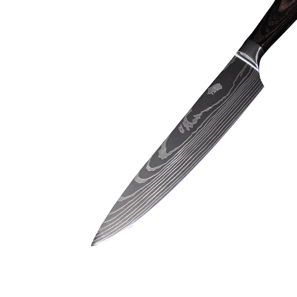 Skanto | Damascus Steel Kokkekniv | 20 cm Blad, Ergonomisk Harpikshåndtak & Ideell for Hjemmekoking