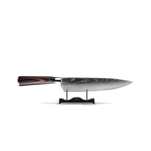 Skanto | Damascus Steel Kokkekniv | 20 cm Blad, Ergonomisk Harpikshåndtak & Ideell for Hjemmekoking