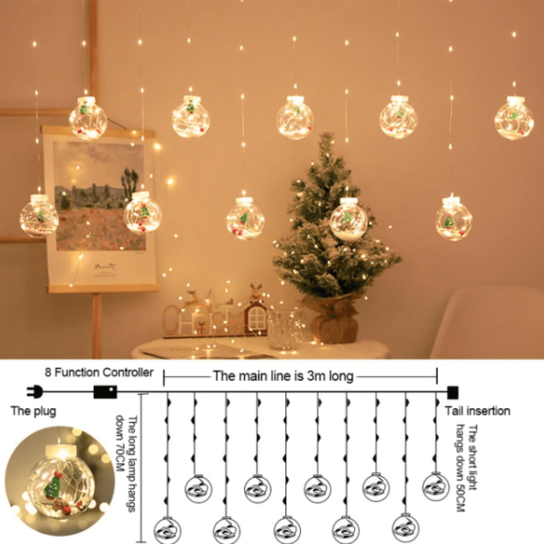 Skanto | GlowBliss - Glitrende LED lyskjede med bobler for festlige juledekorasjoner
