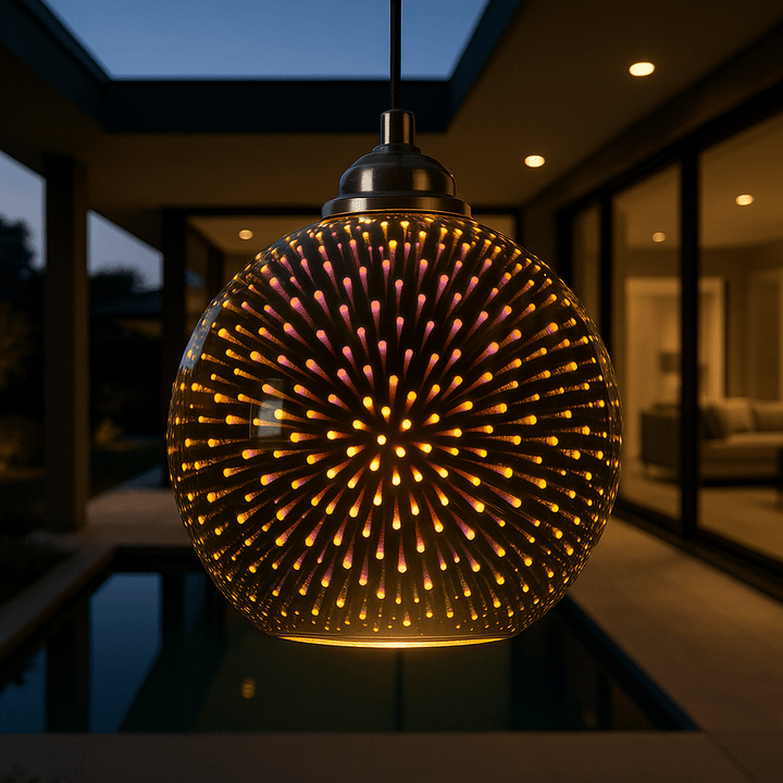 Skanto | SPARKDOME – 3D Glass Dome Pendelampe med Fargerik Belysning